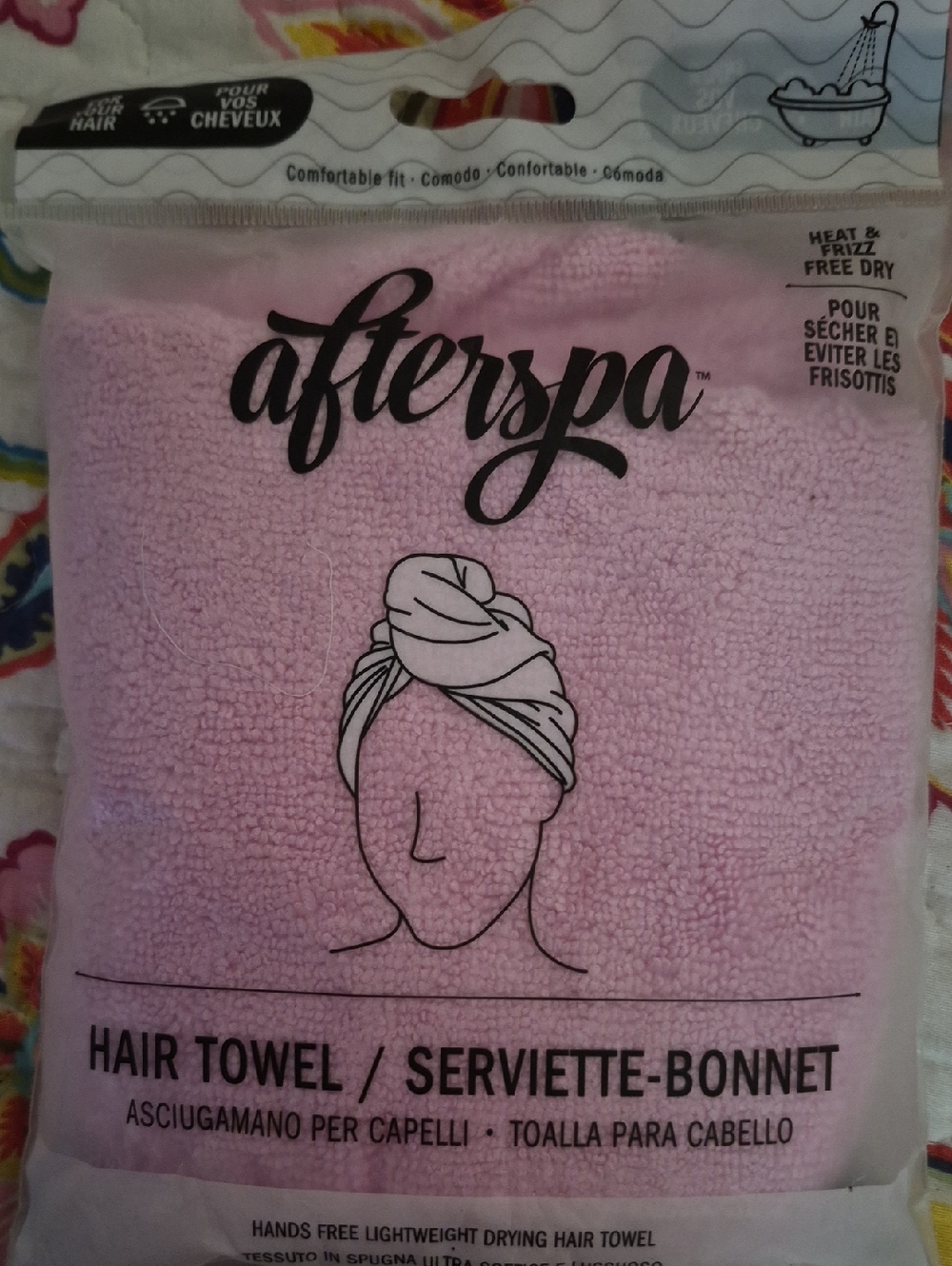 Afterspa Pink Hair Towel - Lightweight Hands-Free Drying NEW